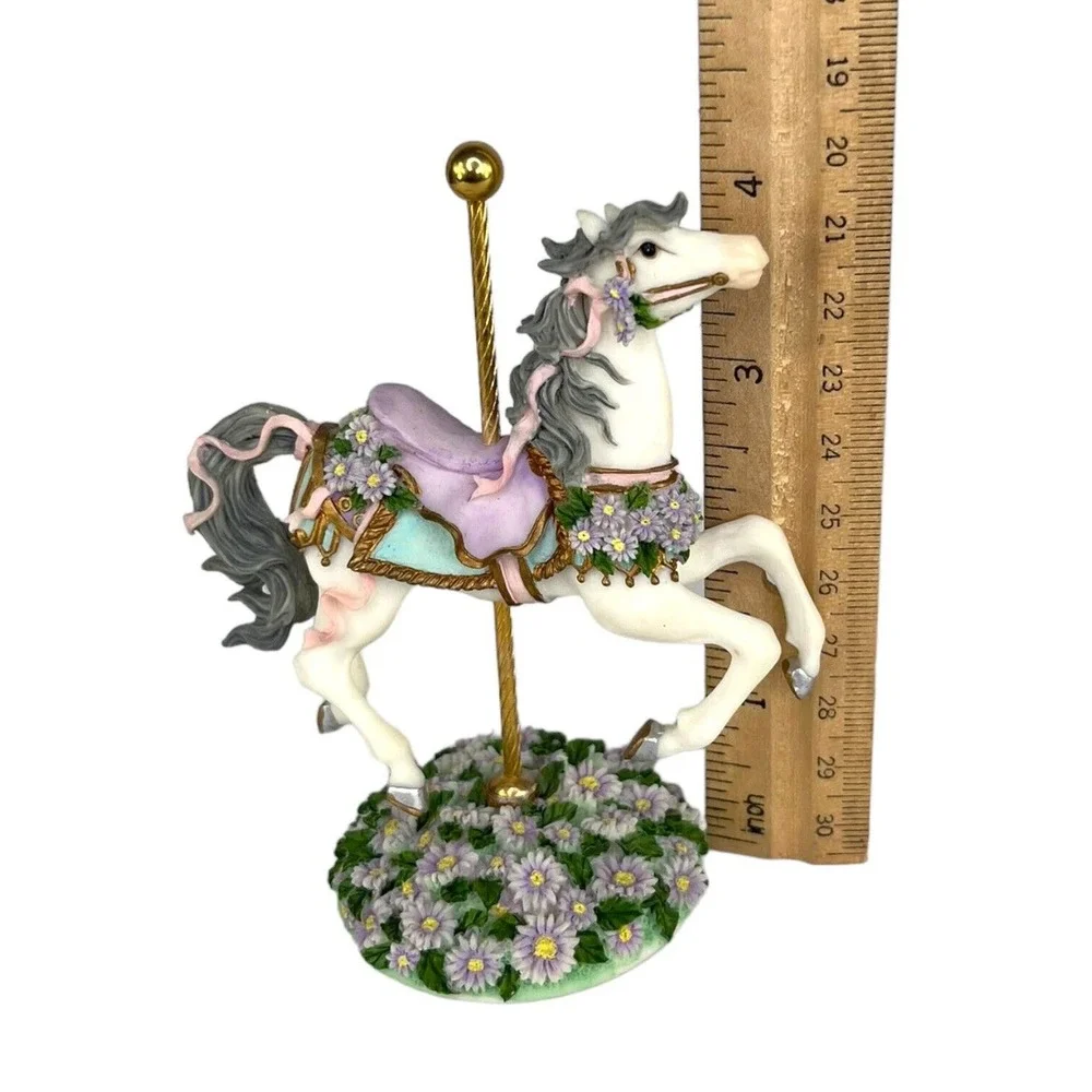 Carousel Garden Horse September‎ Aster Roman Inc 1996 #61439 White Gray Purple